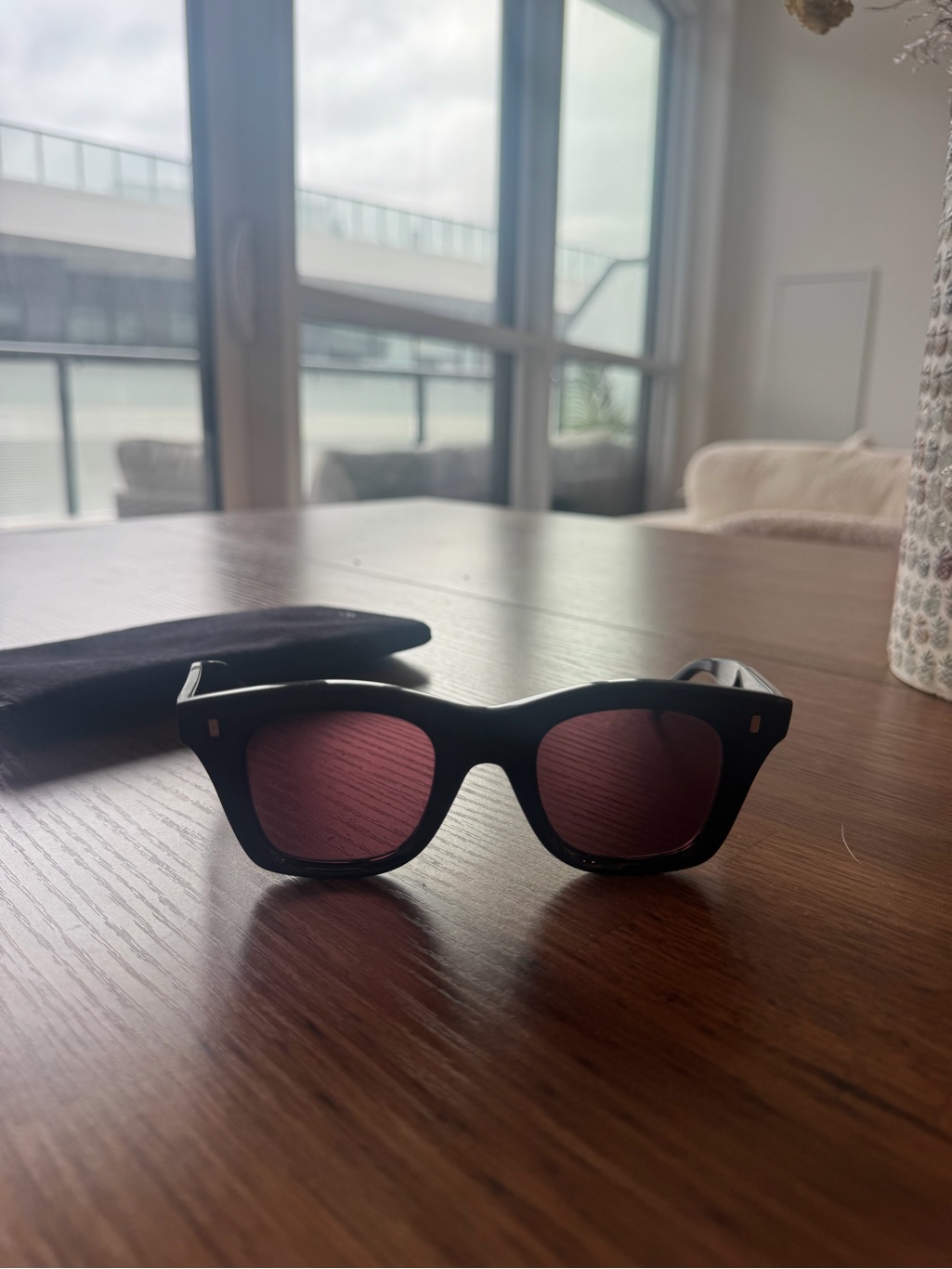 Celine Sunglasses. Like New. Black Sunglasses With Burgundy Lenses